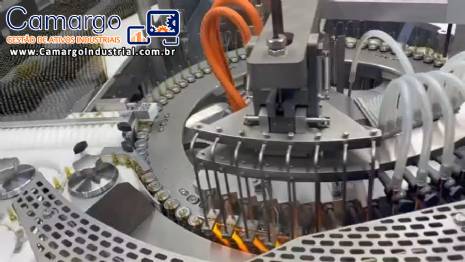 Envasadora rotativa com seladora e tnel de despirogenizao esterilizao para ampolas de vidro injetveis em inox 316L Bausch com CFR 21