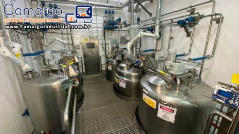 Planta para fabrica��o de xarope para bebidas porte multinacional equipamentos importados alto padr�o linha em inox 316